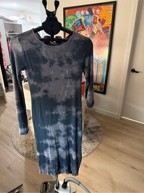 Tie-Dye Long Sleeve Bodycon Dress - Slate Blue